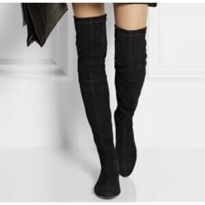 ROBERT CLERGERIE Women Over The Knee Black Suede Boots Size 37.5